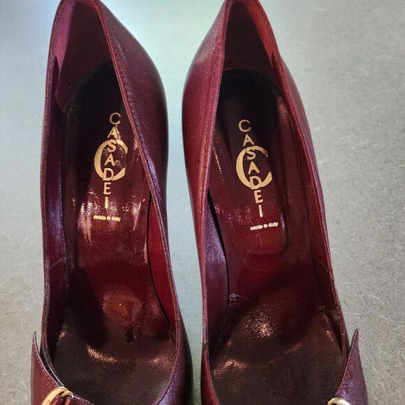 NWOB CASADEI 11 beautiful pointed stilletto heels deep wine color flawless new - Picture 8 of 9
